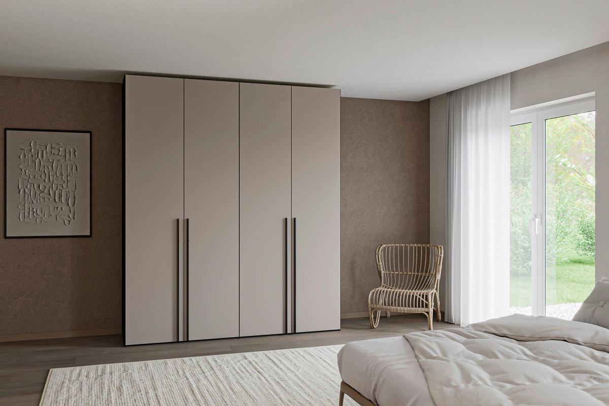 DREHTÜRENSCHRANK 203/236/59 cm,  in Schwarz, Hellbraun, 4-türig  - Hellbraun/Schwarz, Design, Holzwerkstoff/Metall (203/236/59cm) - Jutzler