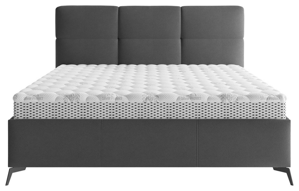 POLSTERBETT gepolstertes Kopfteil, Lattenrost 160/200 cm  in Anthrazit  - Anthrazit/Schwarz, MODERN, Holz/Textil (160/200cm) - Boxxx