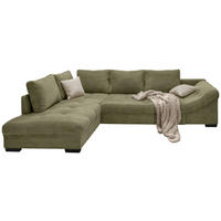 ECKSOFA  Cord Olivgrün  - Beige/Schwarz, Design, Holz/Textil (202/298cm) - P & B