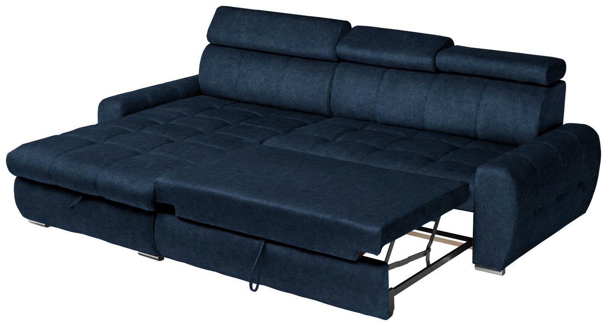 ÜLŐGARNITÚRA textil sötétkék  - sötétkék/króm, Basics, műanyag/textil (276/86-99/173cm) - Stylife