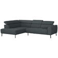 ECKSOFA in Chenille Grau  205/280 cm  - Schwarz/Grau, Design, Textil/Metall (205/280cm) - Xora