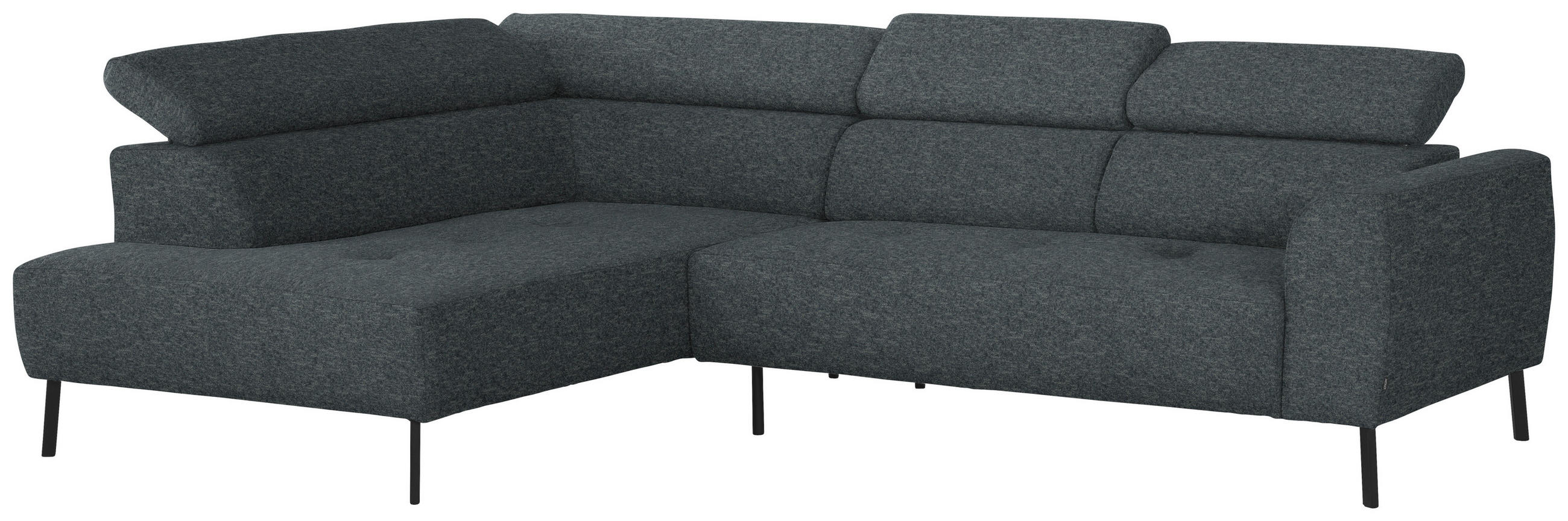 ECKSOFA in Chenille Grau  205/280 cm  - Schwarz/Grau, Design, Textil/Metall (205/280cm) - Xora