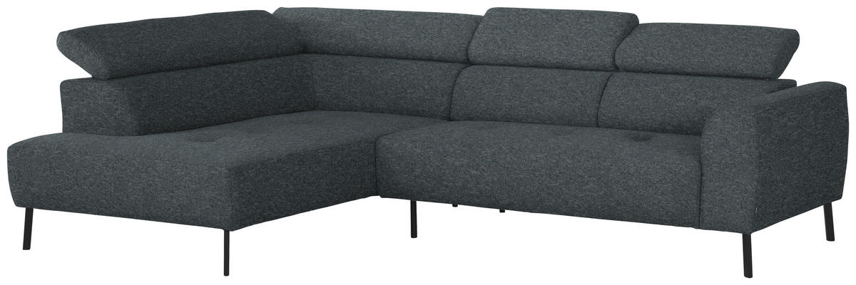 ECKSOFA in Chenille Grau  205/280 cm  - Schwarz/Grau, Design, Textil/Metall (205/280cm) - Xora