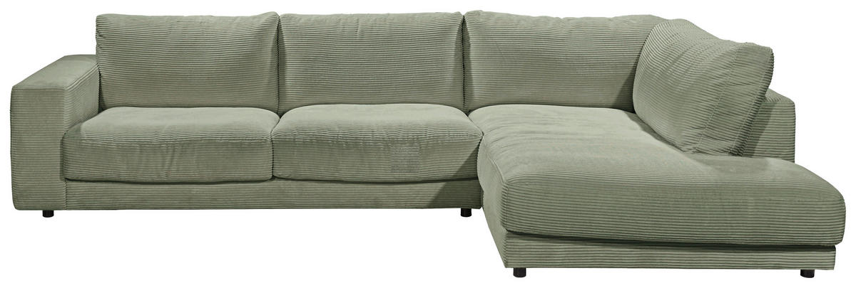 ECKSOFA in Cord Dunkelgrün  325/224 cm  - Dunkelgrün/Schwarz, Design, Kunststoff/Textil (325/224cm) - Hom`in