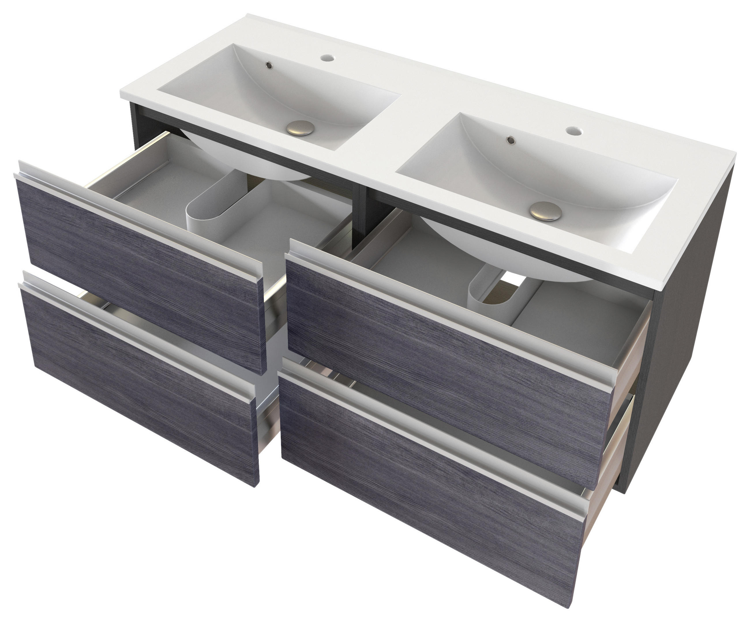 Thumbnail - Held Badezimmer Held Möbel Arezzo, Silber, Eiche, Holzwerkstoff, 4 Schubladen, 120 cm, Made in Germany, hängend, Badezim...