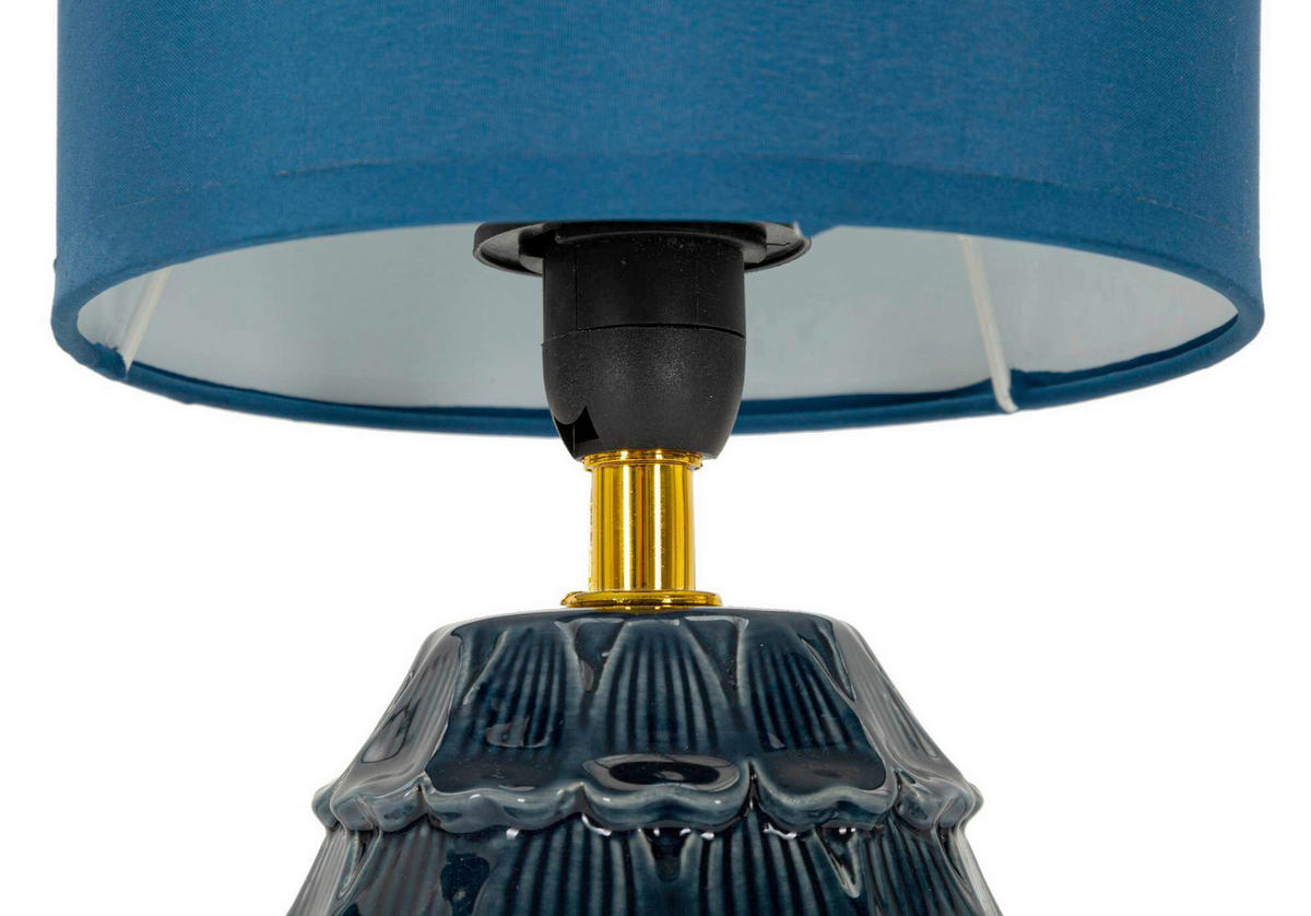 TISCHLEUCHTE   - Blau, Basics, Keramik/Textil (15/30.5/15cm)