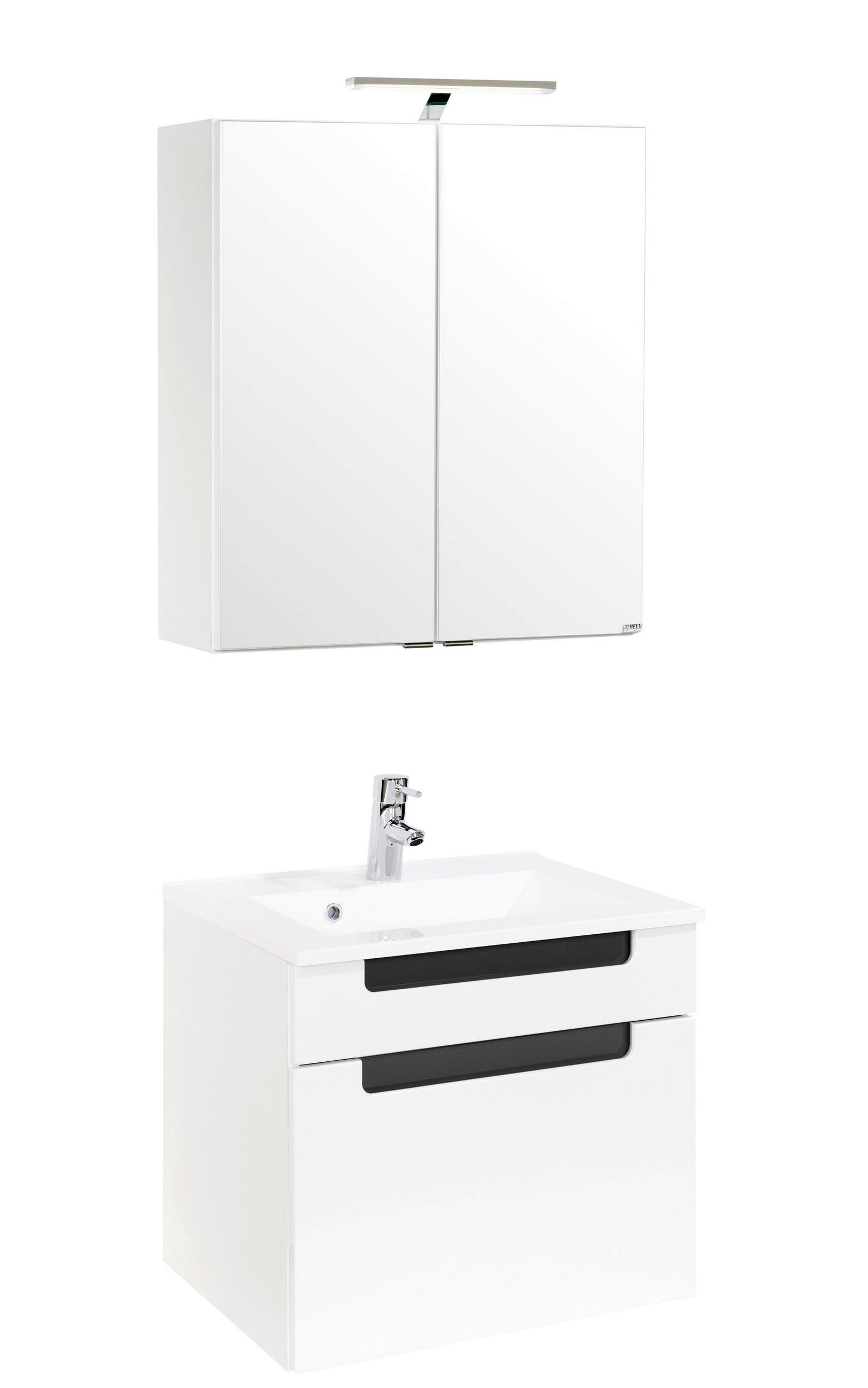 BADEZIMMER  in 60 cm  - Anthrazit/Weiß, MODERN, Holzwerkstoff/Stein (60cm) - Held