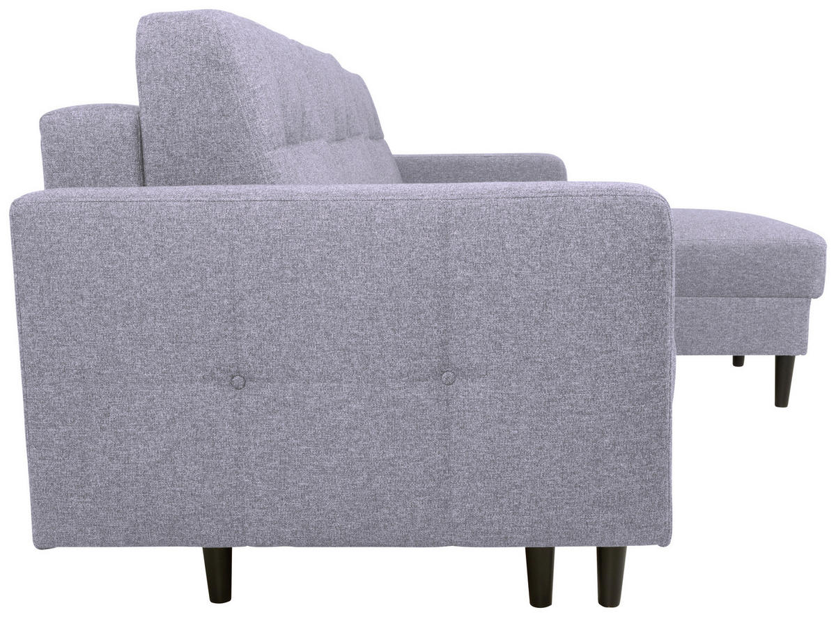 ECKSOFA in Flachgewebe Hellgrau  - Hellgrau/Schwarz, Konventionell, Holz/Textil (223/157cm) - MID.YOU