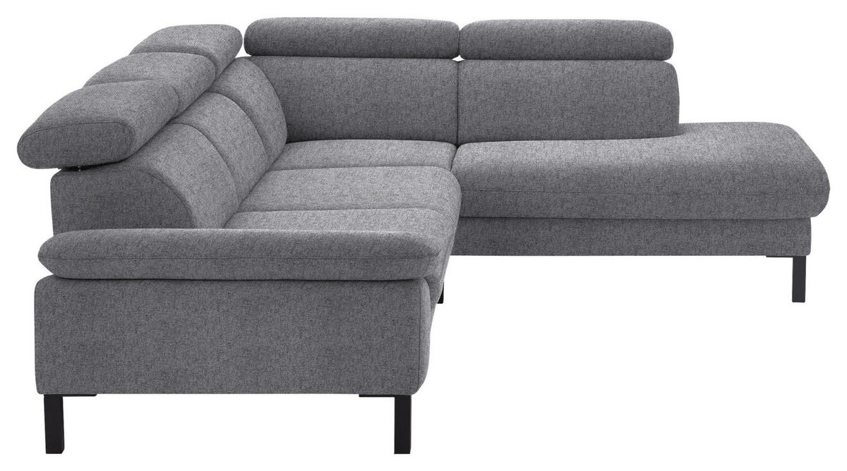 ECKSOFA in Flachgewebe Grau  - Schwarz/Grau, Design, Holzwerkstoff/Textil (272/217cm) - Pure Home Comfort