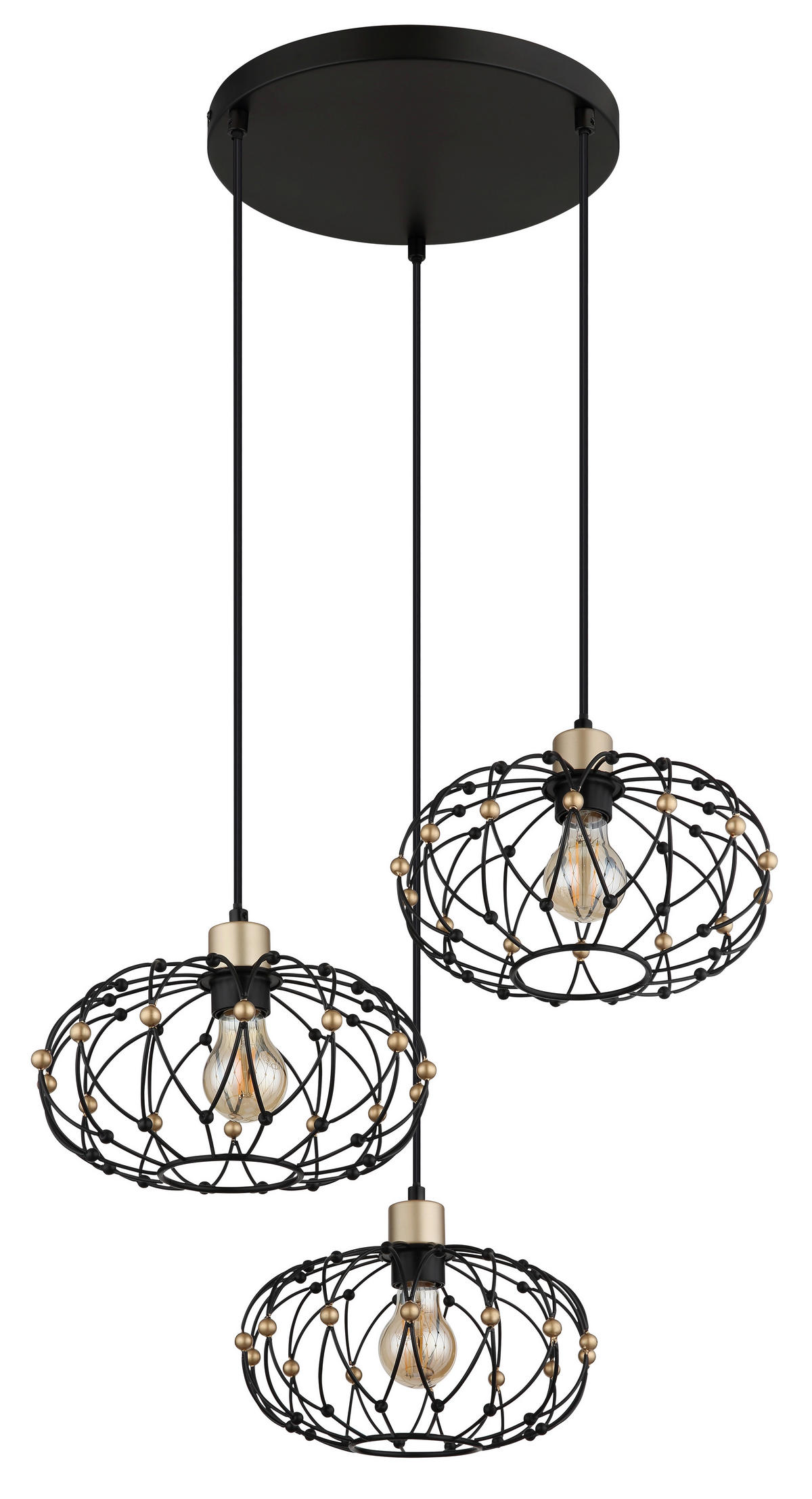 VISEČA SVETILKA  GREYS      54,9/150 cm      E27 - zlate barve/črna, Design, kovina/umetna masa (54,9/150cm) - Globo