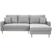 ECKSOFA in Flachgewebe Hellgrau  - Eiche Wotan/Hellgrau, Konventionell, Holz/Textil (255/157cm) - Carryhome