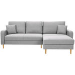 ECKSOFA in Flachgewebe Hellgrau  - Eiche Wotan/Hellgrau, KONVENTIONELL, Holz/Textil (255/157cm) - Carryhome