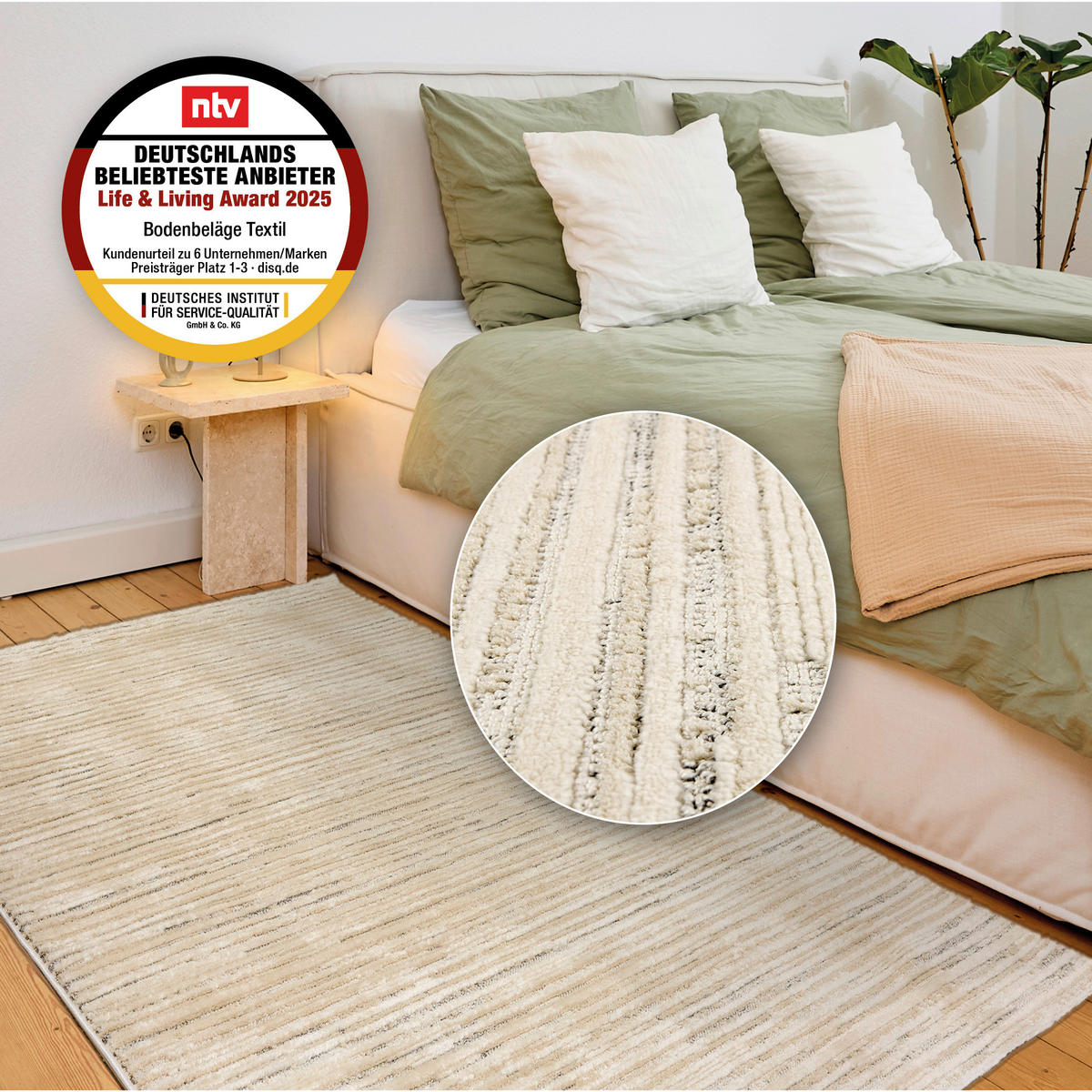 WEBTEPPICH 133/190 cm Lou Creme, Grau rechteckig  - Creme/Grau, Basics, Kunststoff/Textil (133/190cm) - Astra