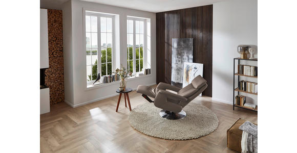 RELAXSESSEL in Leder Fango  - Edelstahlfarben/Fango, Design, Leder/Metall (78/112/85cm) - Cantus