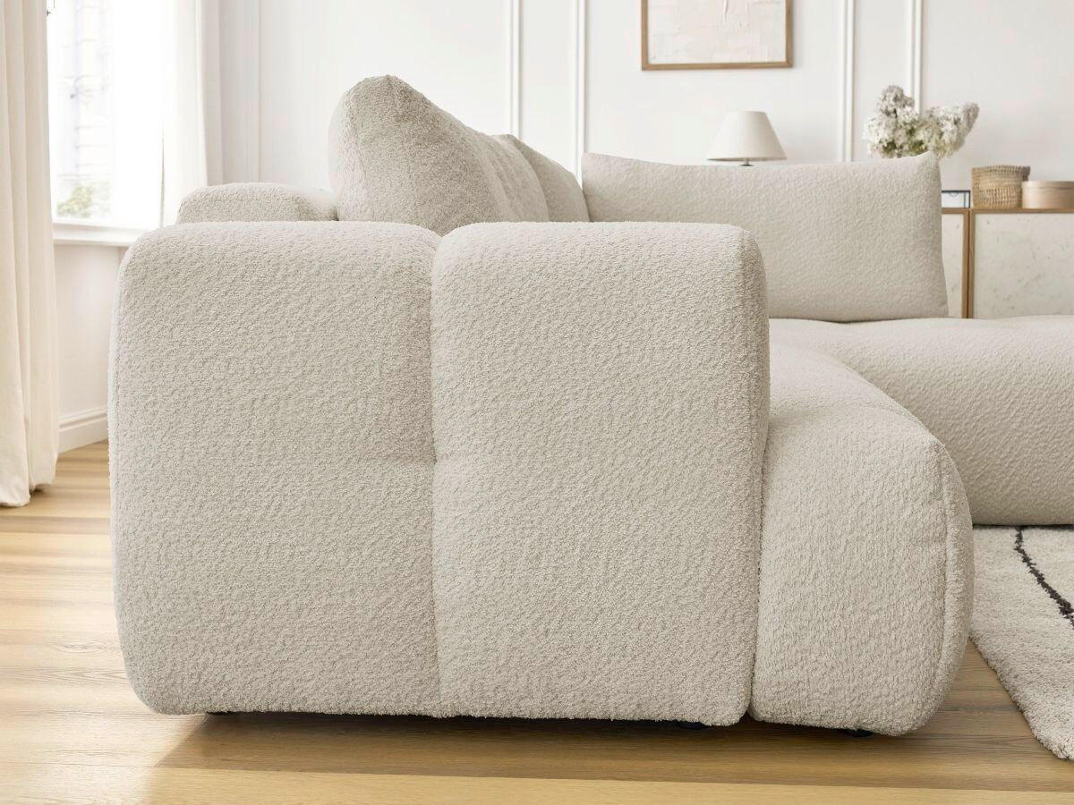 ECKSCHLAFSOFA EVEREST Bouclé Beige  inkl. Rückenkissen, Schlaffunktion  - Beige/Schwarz, MODERN, Kunststoff/Textil (282/204cm)