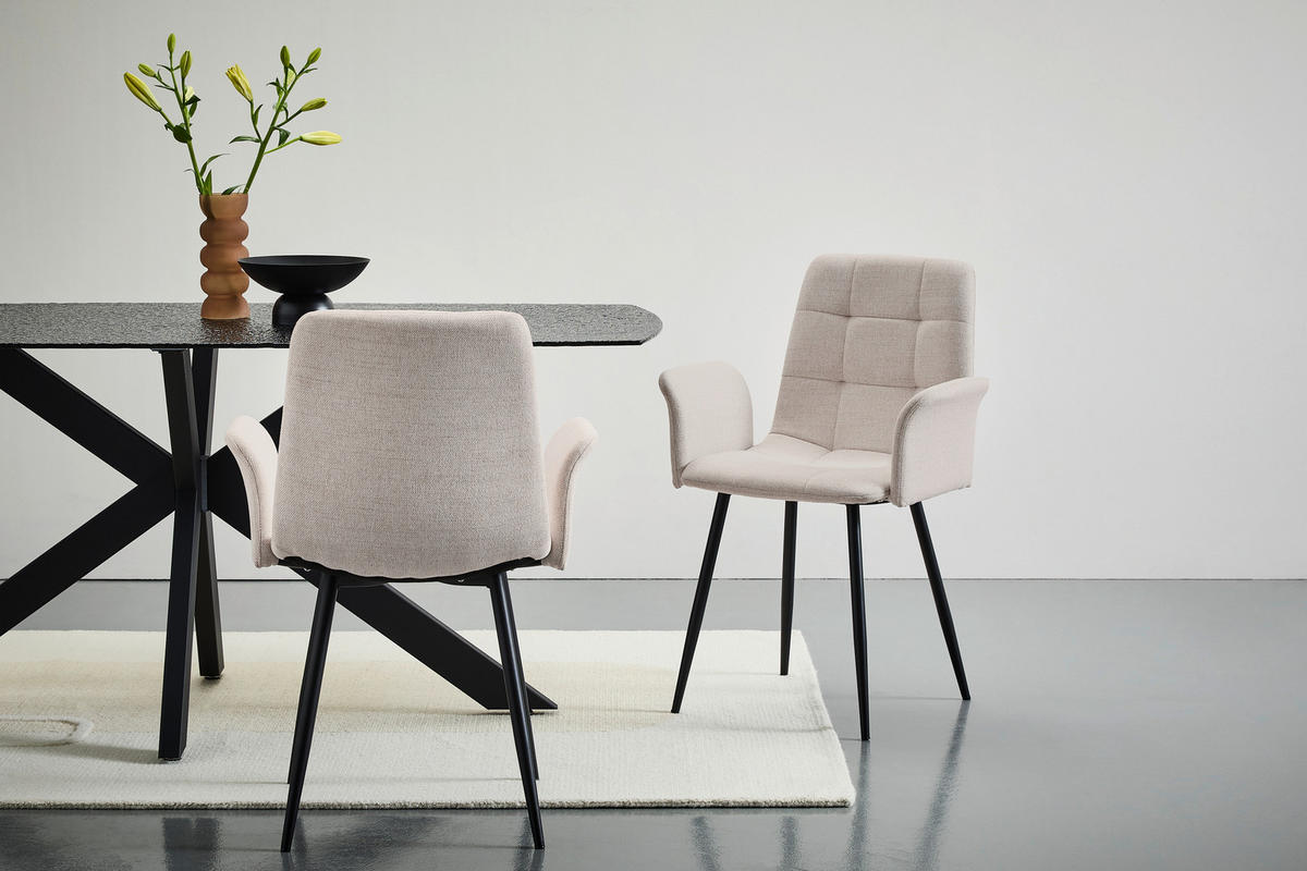 STOL MED ARMSTÖD järn vävt tyg  - svart/taupe, Modern, metall/textil (59/87,5/54,5cm) - Stylife