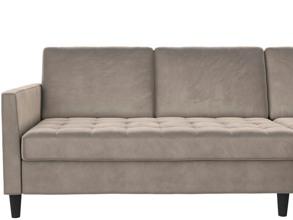 ECKSOFA PALERMO in Velours Taupe  - Taupe/Schwarz, Basics, Kunststoff/Textil (213/154cm) - Livetastic
