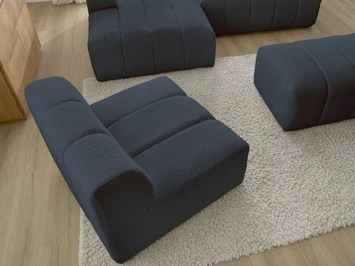 ECKSOFA Ottomane links  ANNECY Dunkelblau Bouclé  - Schwarz/Dunkelblau, MODERN, Kunststoff/Textil (170/262cm)