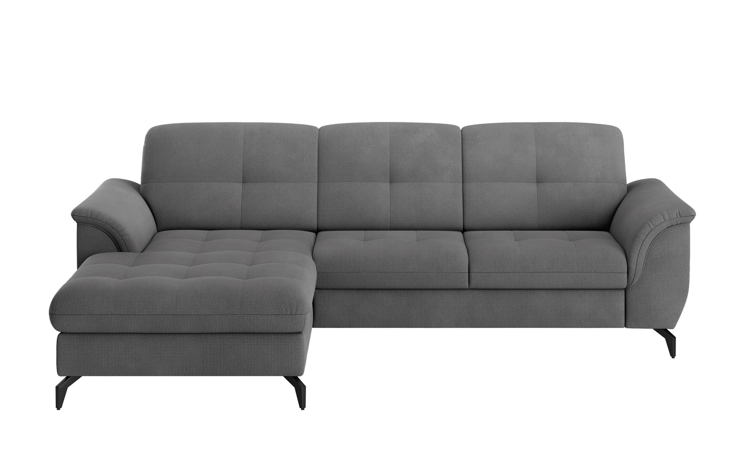 ECKSOFA in Flachgewebe Grau  164/262 cm  - Schwarz/Grau, MODERN, Textil/Metall (164/262cm) - Sit & More