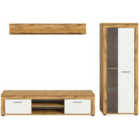 HYLLKOMBINATION 3 delar  i ek Wotan, vit  235/159/35 cm  - vit/ek Wotan, Design, trämaterial/glas (235/159/35cm) - MID.YOU