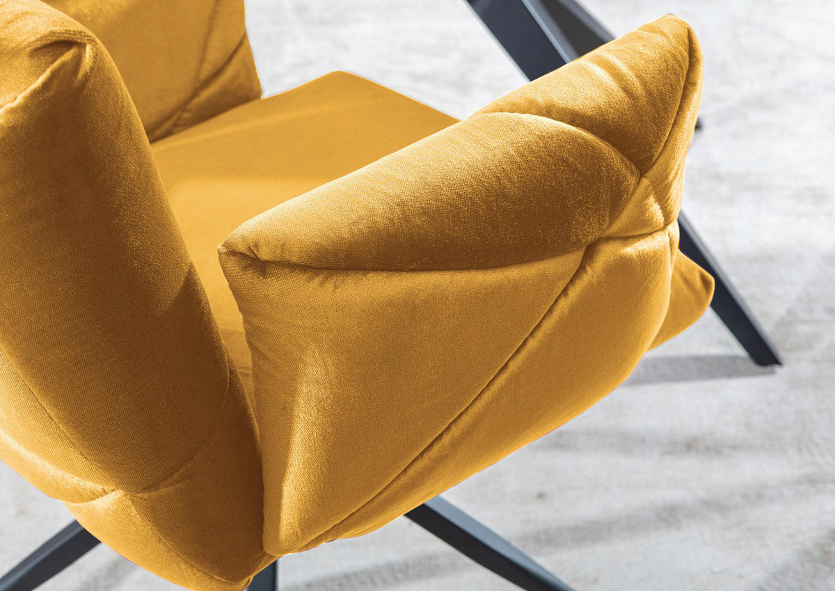 SCAUN CU BRAȚE in galben, negru  - galben/negru, Design, metal/textil (68/88/66cm) - Landscape