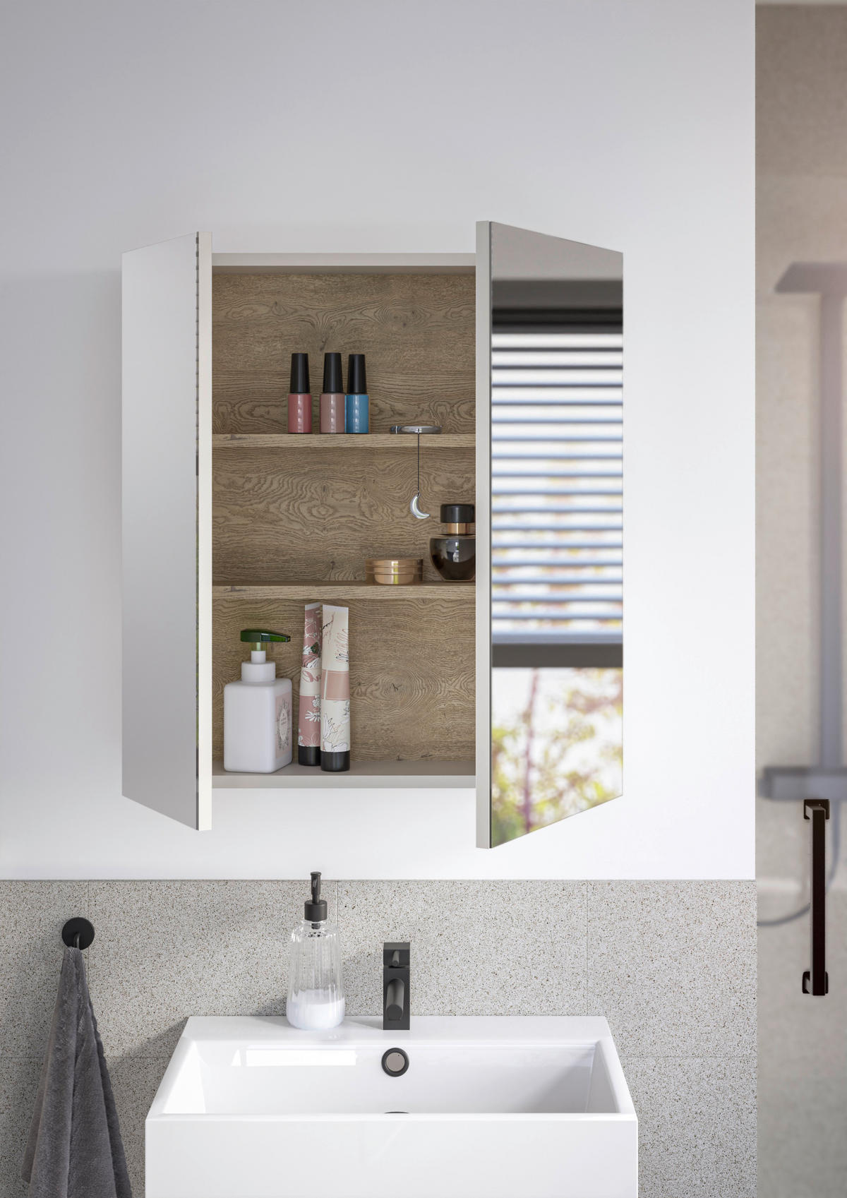 SPIEGELSCHRANK 60/69/15 cm  - Kaschmir, Design, Glas/Holzwerkstoff (60/69/15cm) - home24