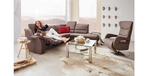 WOHNLANDSCHAFT in Textil Braun - Chromfarben/Braun, KONVENTIONELL, Kunststoff/Textil (275/245cm) - Cantus