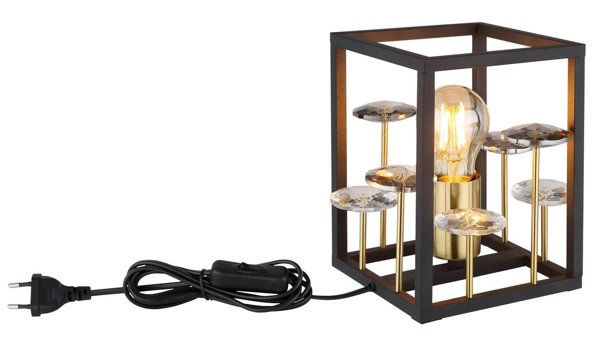 STOLNÍ LAMPA, E27, 15/15/20 cm - šedá/černá, Basics, kov/plast (15/15/20cm) - Globo