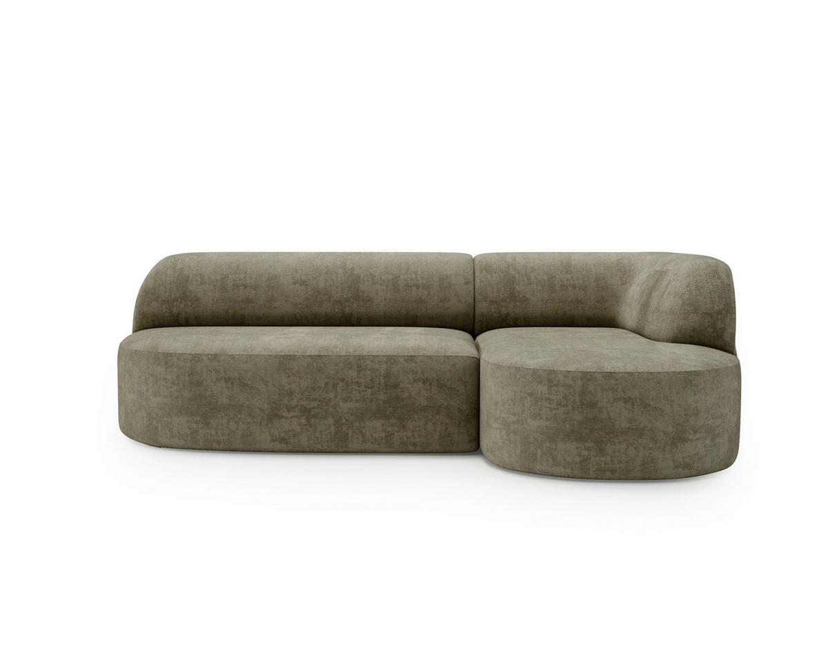ECKSOFA Chenille Grün  - Schwarz/Grün, Design, Kunststoff/Textil (218/156cm) - Livetastic