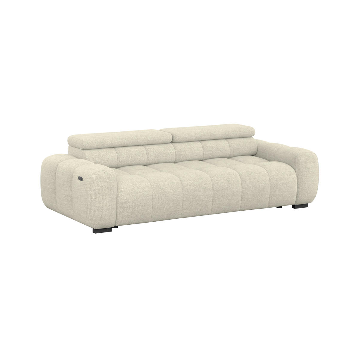 BIGSOFA inkl. mot. Funktion Webstoff Creme  - Creme/Schwarz, Design, Kunststoff/Textil (248/77-97/108cm) - Welnova