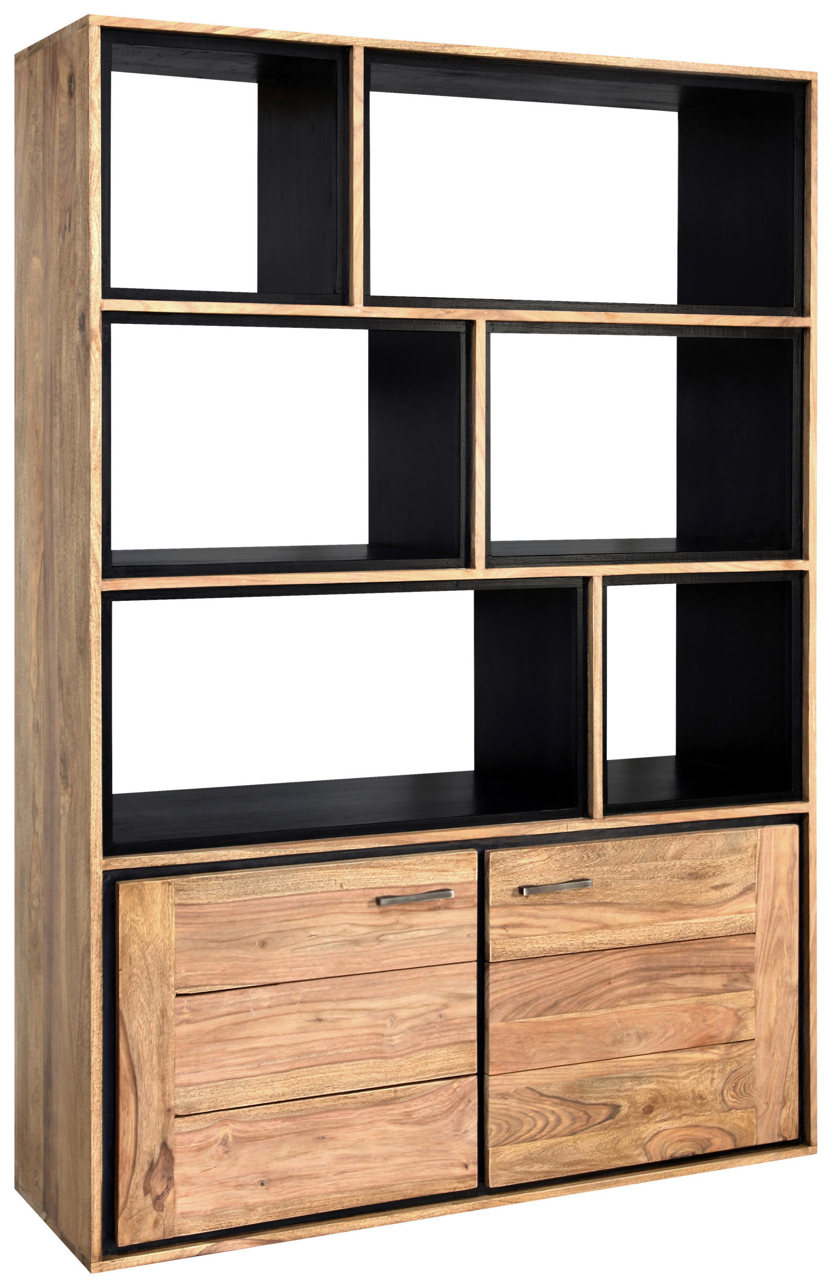 AKTENREGAL Sheesham massiv Naturfarben, Sheeshamfarben  - Sheeshamfarben/Naturfarben, LIFESTYLE, Holz/Metall (120/180/40cm) - Livetastic