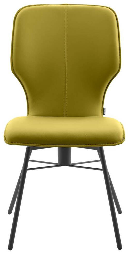 STUHL Echtleder Limette  - Dunkelgrau/Limette, Design, Leder/Metall (49/95/63cm) - Musterring