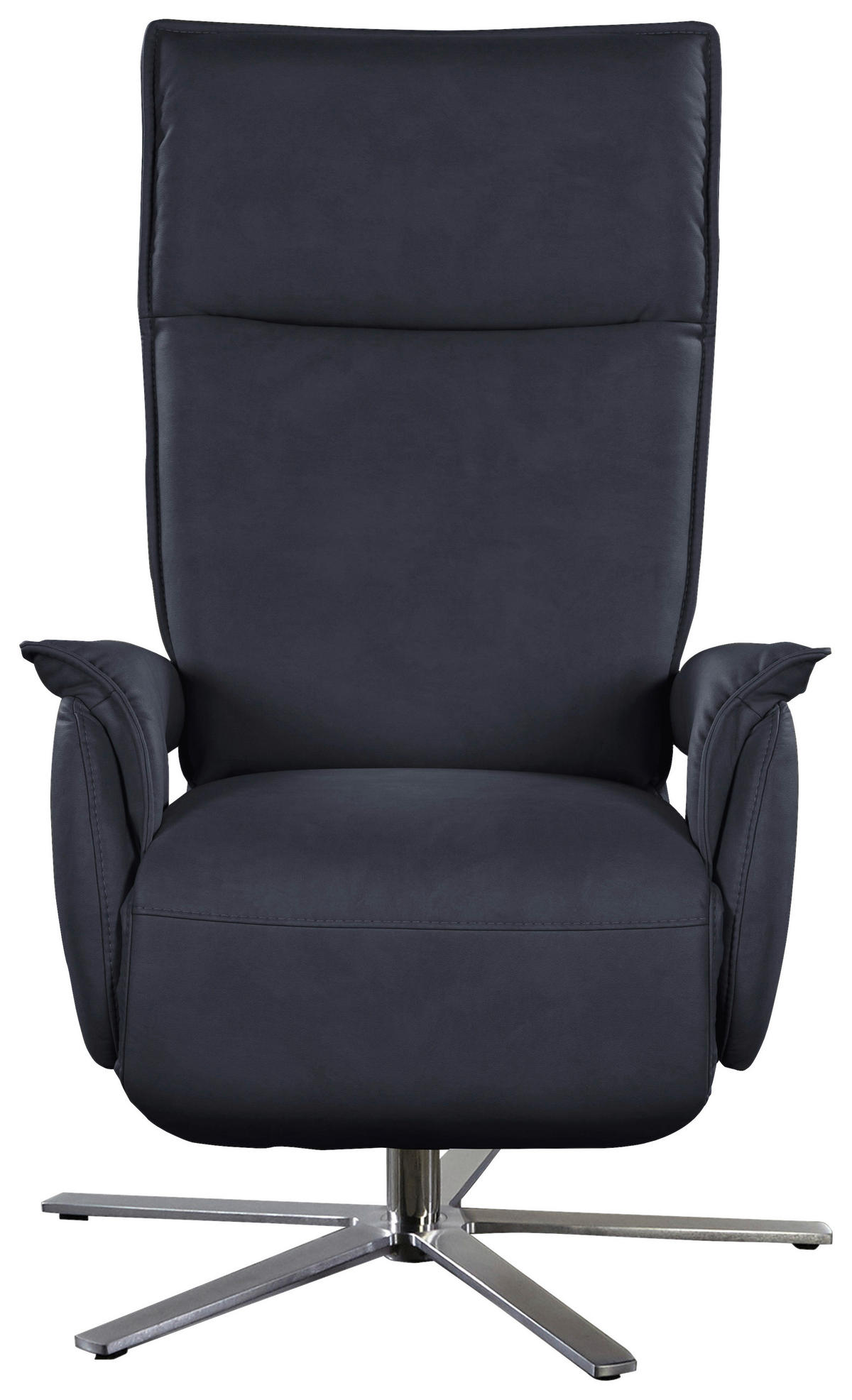 FERNSEHSESSEL in Dunkelblau  - Edelstahlfarben/Dunkelblau, Modern, Leder/Metall (77/116/80cm) - Livetastic