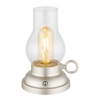 LED ASZTALI LÁMPA - Pezsgő/borostyánszínű, Basics, műanyag/Üveg (12.5/10.7/17.5cm)