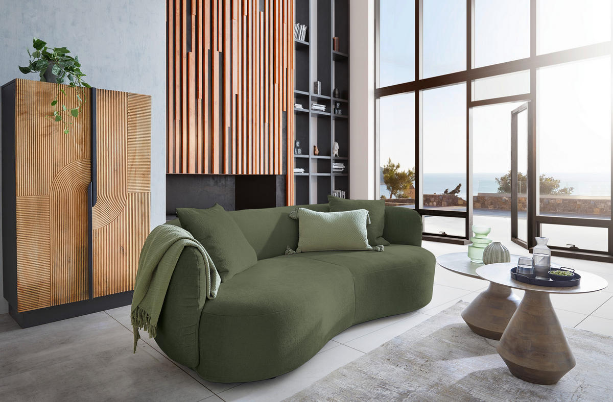 BIG SOFFA i chenille grön  - grön/svart, Modern, textil/plast (235/72/110cm) - MID.YOU