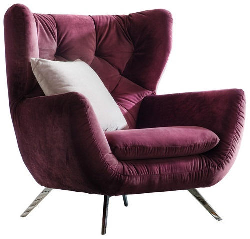 CHESTERFIELD-SESSEL Velours Lila    - Chromfarben/Lila, Design, Metall (100/106/95cm) - Pure Home Lifestyle
