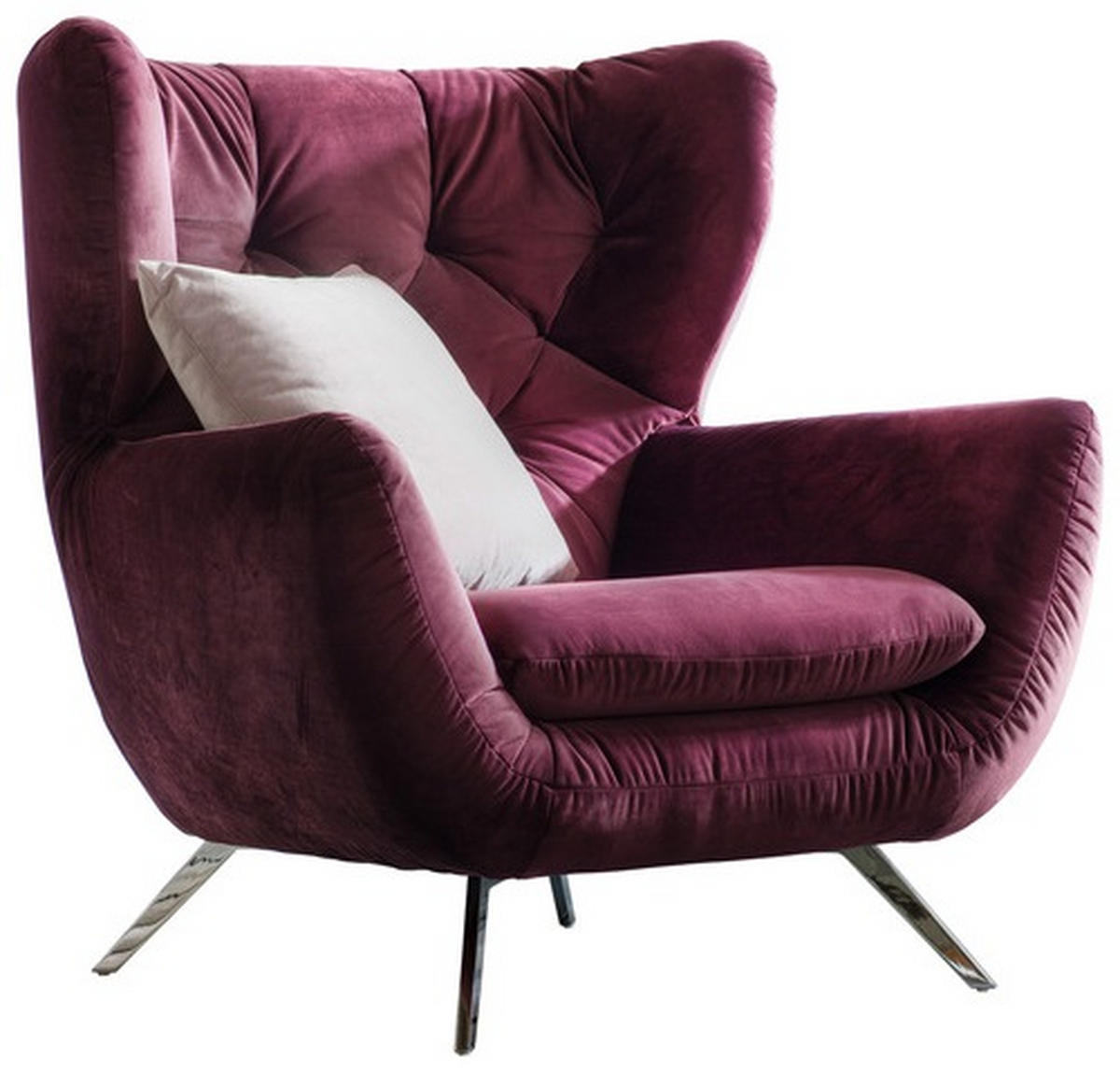 CHESTERFIELD-SESSEL Velours Lila    - Chromfarben/Lila, Design, Metall (100/106/95cm) - Pure Home Lifestyle