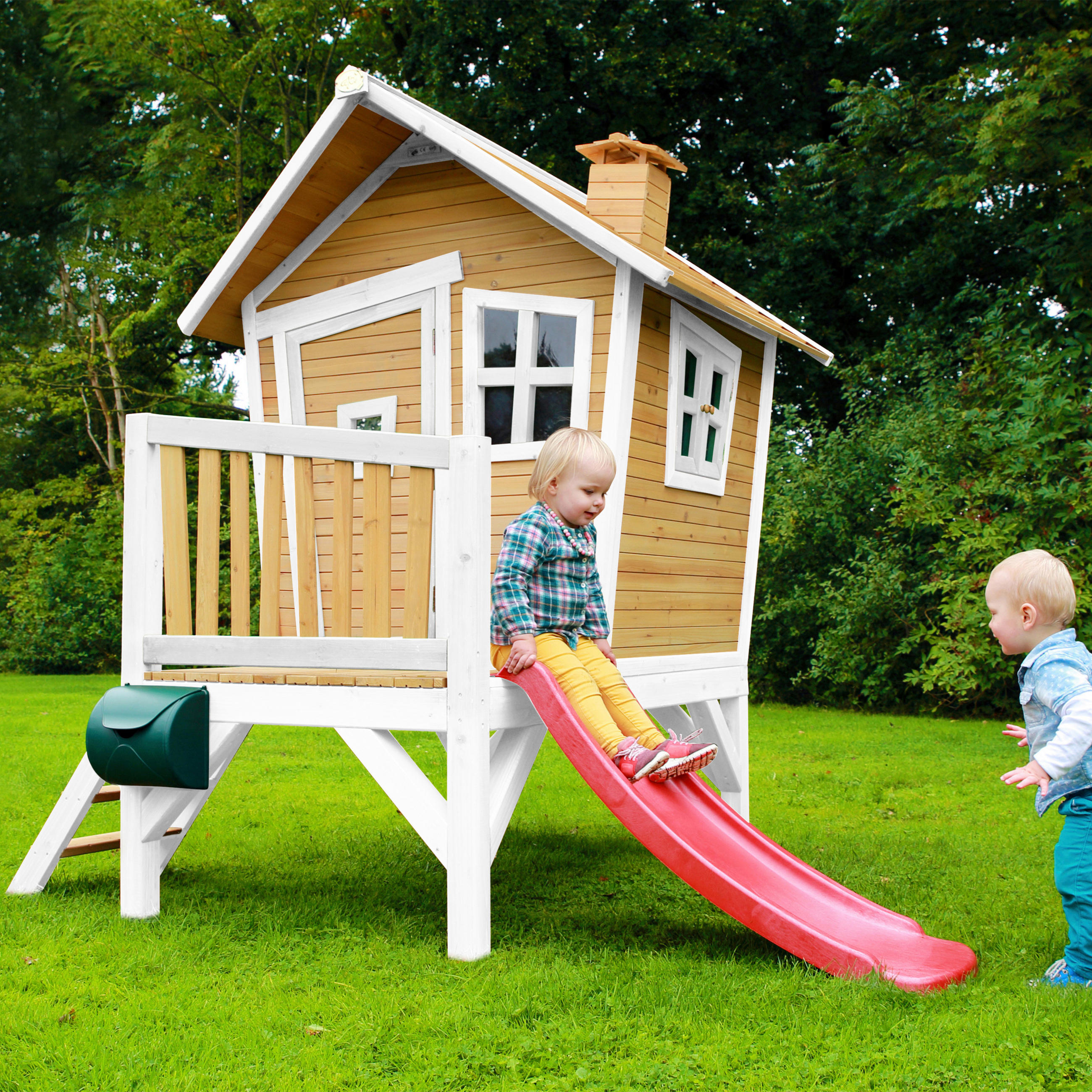 SPIELHAUS 264/203/177 cm  - Rot/Braun, KONVENTIONELL, Holz/Kunststoff (264/203/177cm) - Ambia Garden