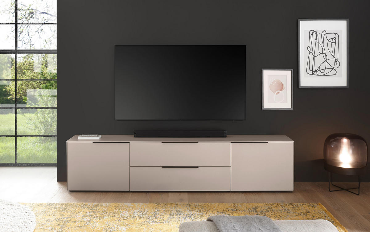 LOWBOARD  220/50/38 cm 1 Schublade(n) Beimöbel erhältlich, stehend  - Kaschmir/Schwarz, Design, Holzwerkstoff/Kunststoff (220/50/38cm) - Voleo