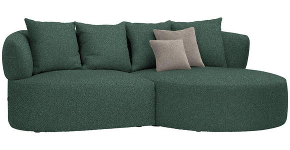 ECKSOFA in Plüsch Dunkelgrün  235/166 cm  - Dunkelgrün/Graubraun, MODERN, Kunststoff/Textil (235/166cm) - Hom`in