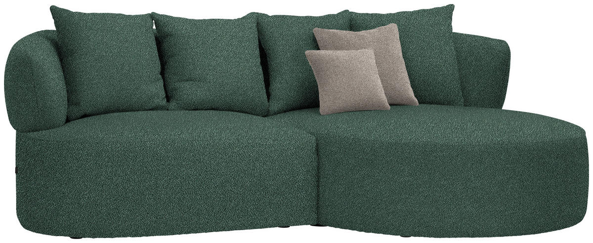 ECKSOFA in Plüsch Dunkelgrün  235/166 cm  - Dunkelgrün/Graubraun, MODERN, Kunststoff/Textil (235/166cm) - Hom`in