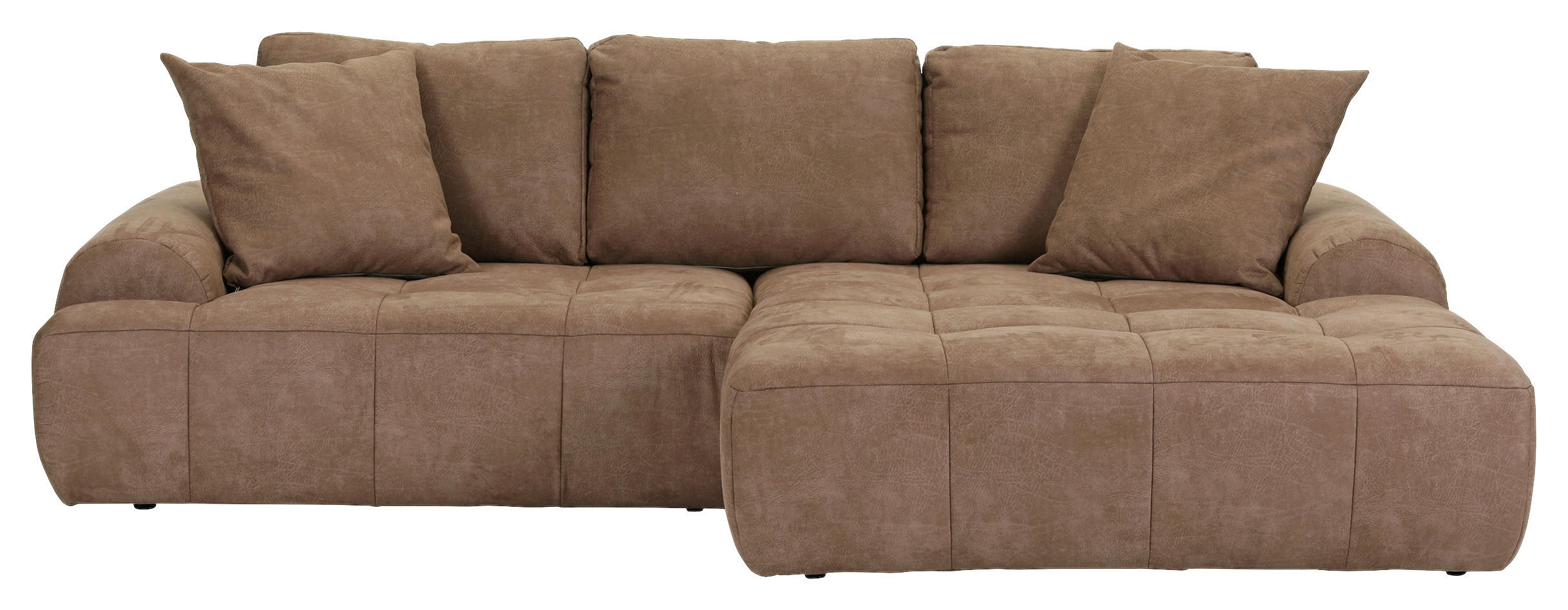 ECKSOFA Braun Lederlook  - Schwarz/Braun, KONVENTIONELL, Kunststoff/Textil (286/195cm) - Ambia Home