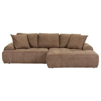 ECKSOFA Braun Lederlook  - Schwarz/Braun, KONVENTIONELL, Kunststoff/Textil (286/195cm) - Ambia Home