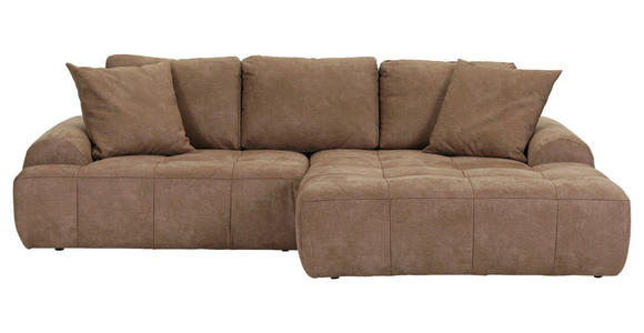 ECKSOFA Braun Lederlook  - Schwarz/Braun, KONVENTIONELL, Kunststoff/Textil (286/195cm) - Ambia Home