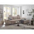 ECKSOFA in Mikrovelours Creme  - Creme/Schwarz, KONVENTIONELL, Kunststoff/Textil (275/170cm) - Carryhome