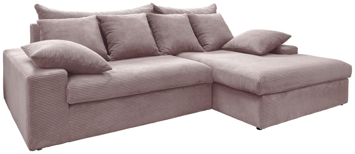 ECKSOFA Rosa Cord  - Schwarz/Rosa, MODERN, Kunststoff/Textil (278/200cm) - Livetastic