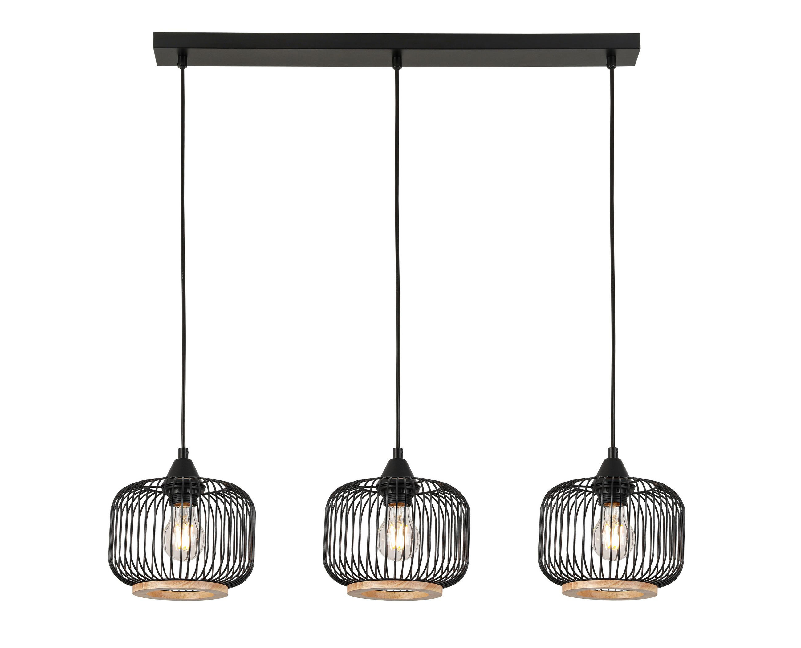 HÄNGELEUCHTE 84/20/122 cm    - Eichefarben/Schwarz, Trend, Holz/Metall (84/20/122cm) - Marama