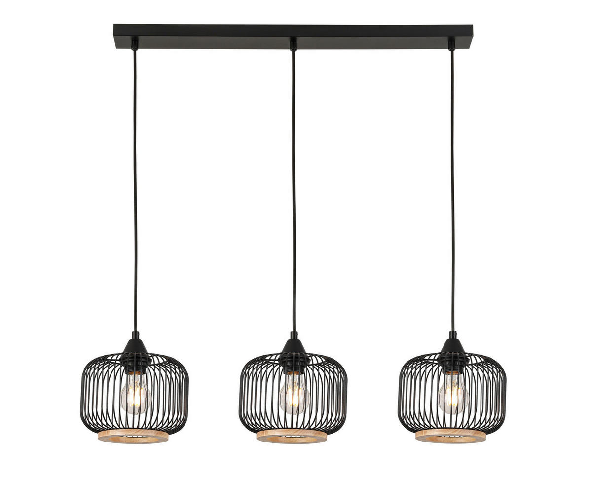 HÄNGELEUCHTE 84/20/122 cm    - Eichefarben/Schwarz, Trend, Holz/Metall (84/20/122cm) - Marama