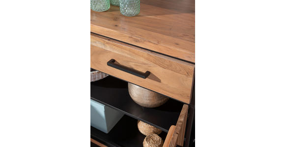SIDEBOARD in 135/80/44 cm - Schwarz/Akaziefarben, LIFESTYLE, Glas/Holz (135/80/44cm) - Landscape