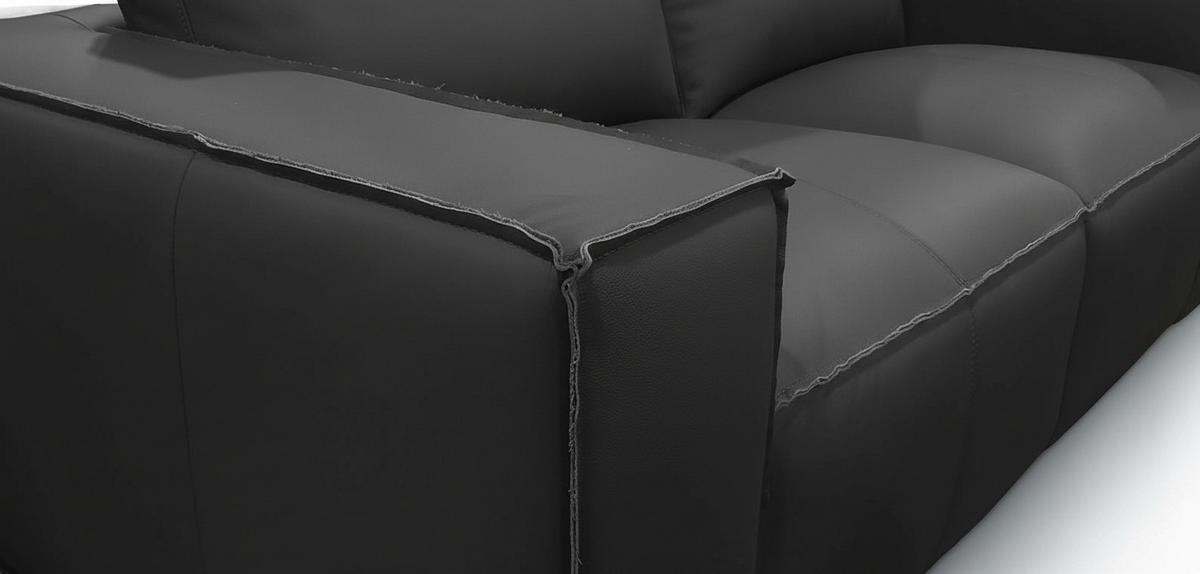 3-SITZER-SOFA VIVO Echtleder Schwarz  - Schwarz, Design, Leder/Kunststoff (236/76/96cm) - MID.YOU